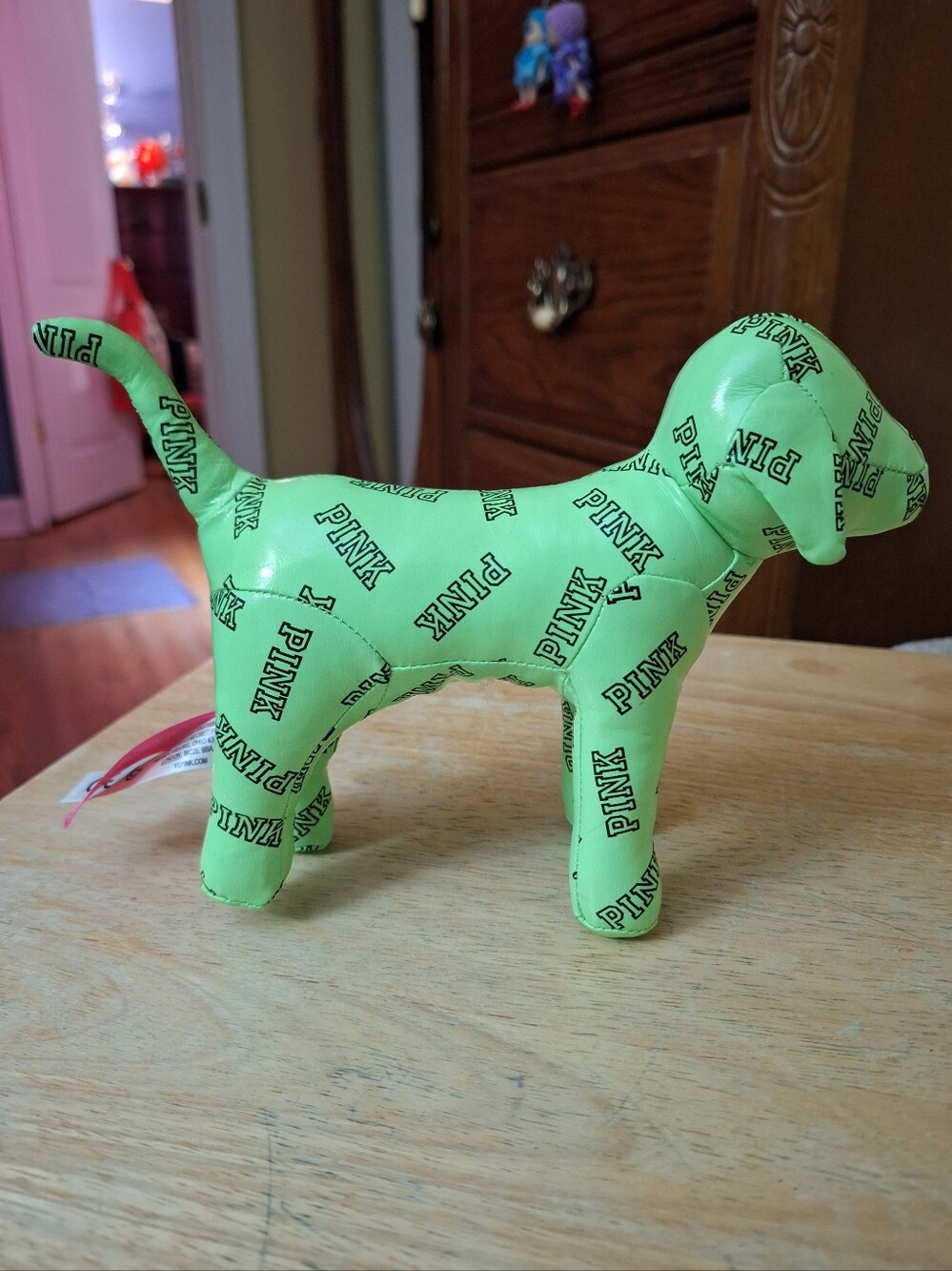 Victoria's Secret PINK Dog Faux Leather Green RARE Plush Pup
